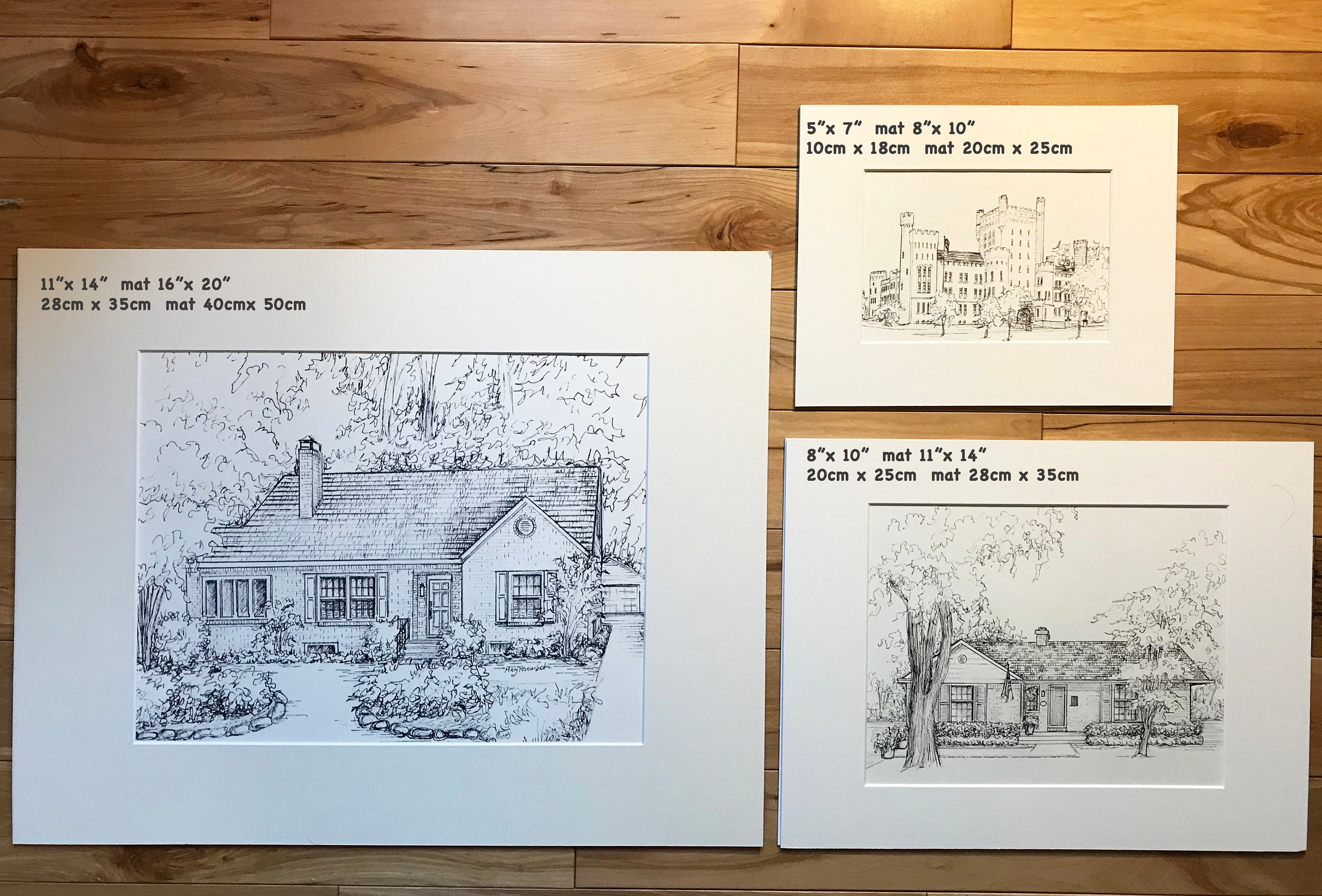 Custom House Sketch, Hand Drawn Home Portrait in Ink, Bespoke Family ...