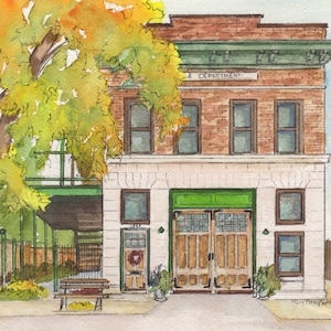 Wedding venue painting, hand drawn from your photo,  Bespoke artwork in watercolor and ink, unique personalized gift