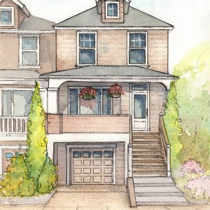 Artist rendering of your home painted in watercolor with ink detailing, Custom house portrait, Commissioned architectural home portrait bild 9
