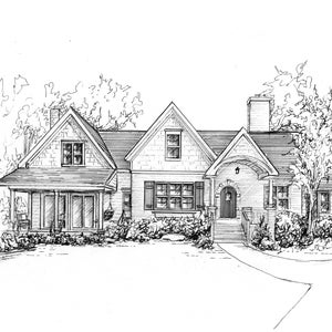 Custom house drawing in ink, personalized sketch of your home or cottage