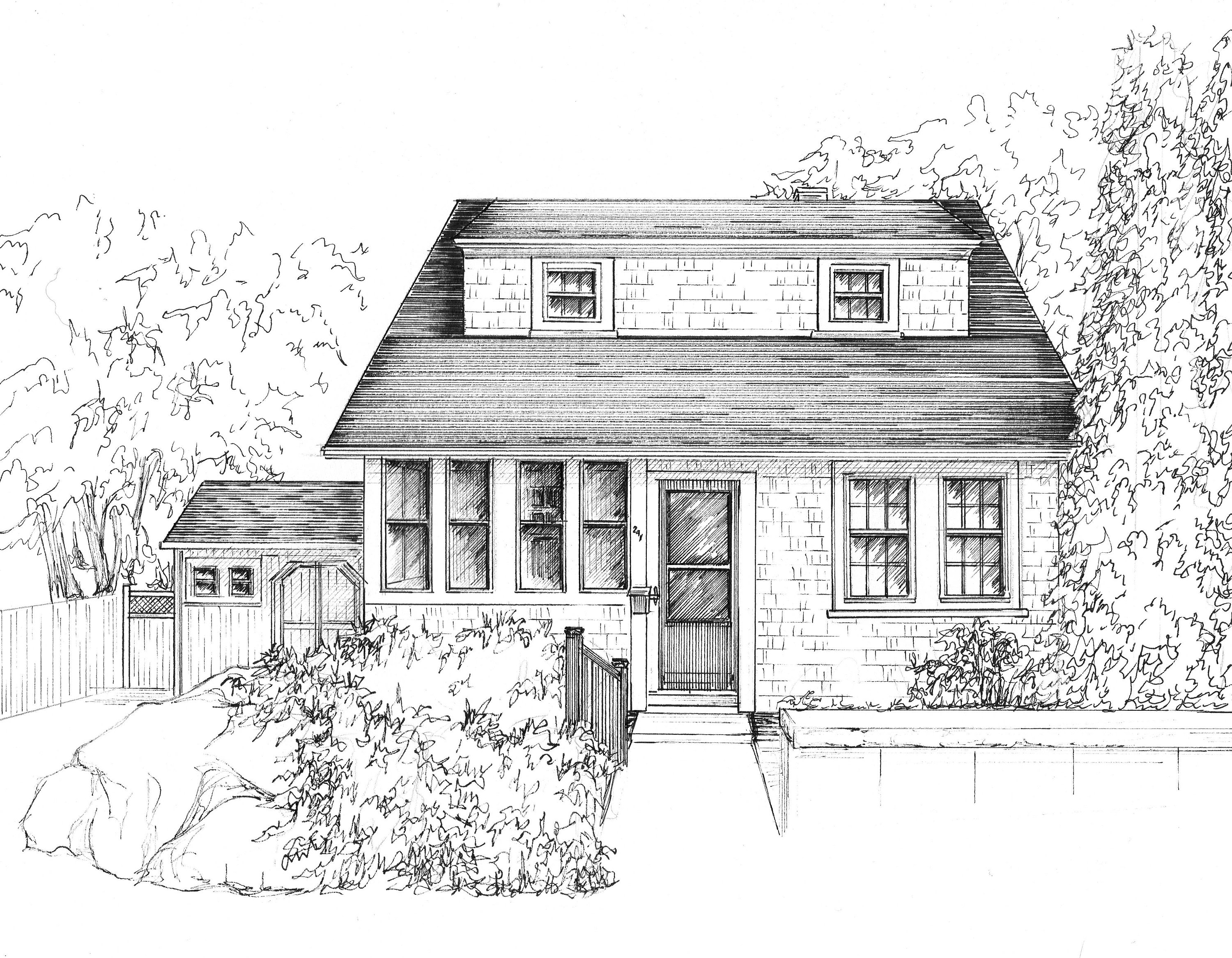 Pen and Ink Home Sketch From Photo. Custom Drawing in Ink, Paper ...