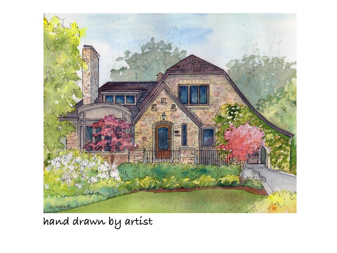 Watercolor House Portrait, Custom Painted by Hand From Your Pictures - Etsy