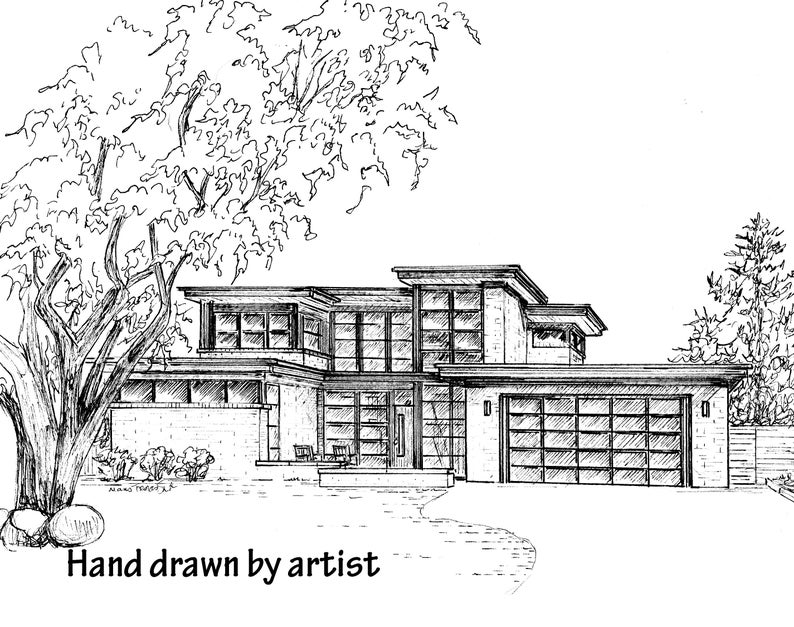 Custom House Drawing in Ink - Architectural Sketch of Your Home or ...