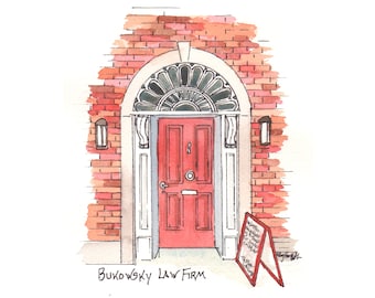 Entryway Painted, Personalized Watercolor painting of your building, office or shop door