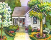 Watercolor Sketch, portrait of your home painted by hand, Custom original artwork from your photos Bespoke art