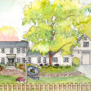 Custom House Painting in Watercolor Architectural sketch of your home Home portrait image 7