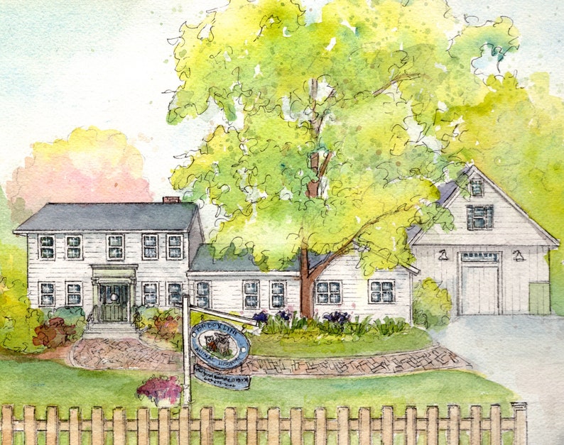 Custom House Painting in Watercolor Architectural sketch of your home Home portrait image 7