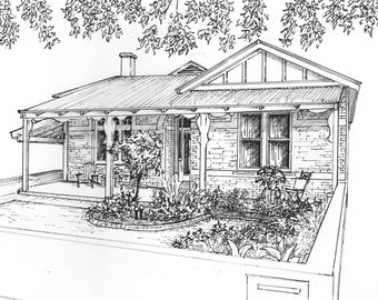 Custom House Drawing in Ink - Architectural sketch of your home or building - Home Portrait