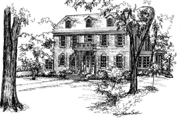 Custom house drawing in ink, personalized sketch of your home or cottage image 7