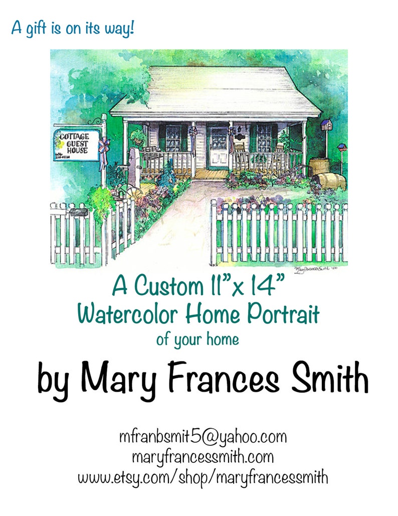 Custom House Painting, Commissioned sketch of house in watercolor, Unique family home gift image 9