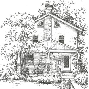 Commission an Original Ink House Drawing Architectural sketch of home in black ink Home portrait Custom house drawing image 2