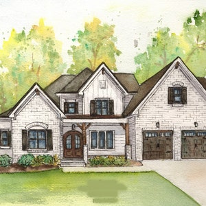 Custom House Painting in Watercolor Architectural sketch of your home Home portrait image 8