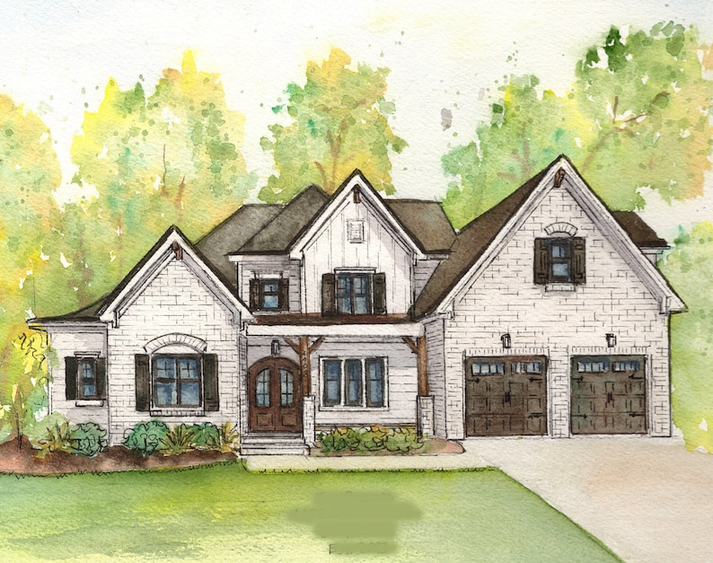 Custom House Painting in Watercolor Architectural sketch of your home Home portrait image 8