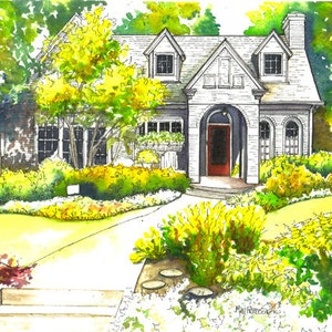 Custom House Painting in Watercolor Architectural sketch of your home Home portrait image 3