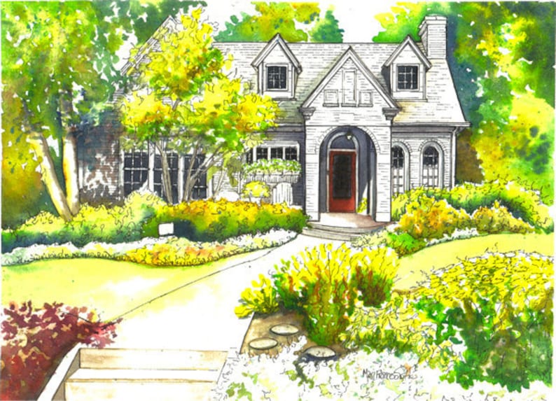 Custom House Painting in Watercolor Architectural sketch of your home Home portrait image 3
