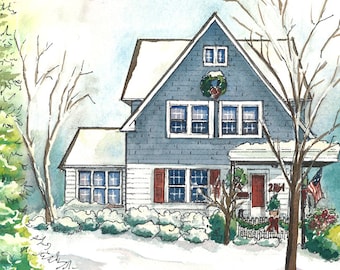 Watercolor house portraits - custom painting of your home - artwork from photo - painted house sketch