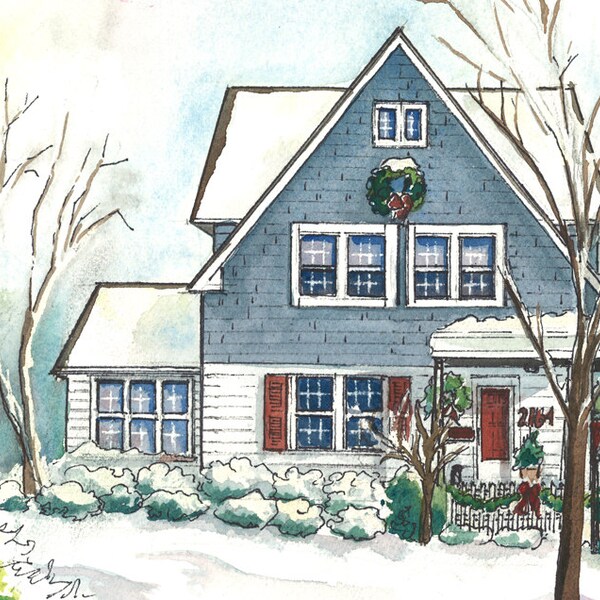 Watercolor house portraits - custom painting of your home - artwork from photo - painted house sketch