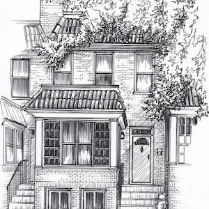 Custom house drawing in ink, personalized sketch of your home or cottage image 5