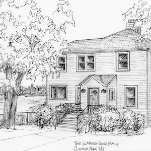 House Drawn in Ink 8x 10 architectural sketch, 0ne of a kind custom artwork house portrait your home sketch from photo image 9