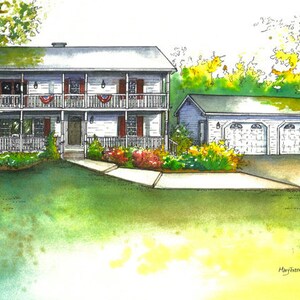 Custom House Painting in Watercolor Architectural sketch of your home Home portrait image 4