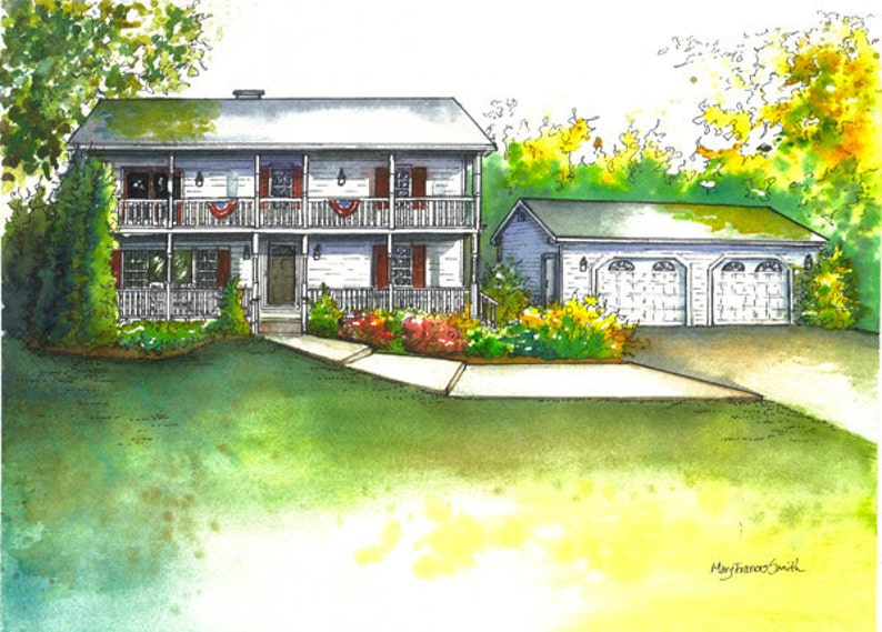 Custom House Painting in Watercolor Architectural sketch of your home Home portrait image 4