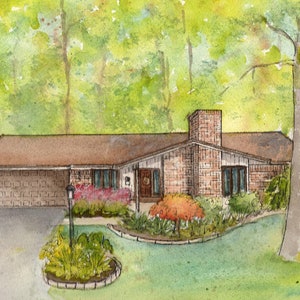 Custom House Painting in Watercolor Architectural sketch of your home Home portrait image 6