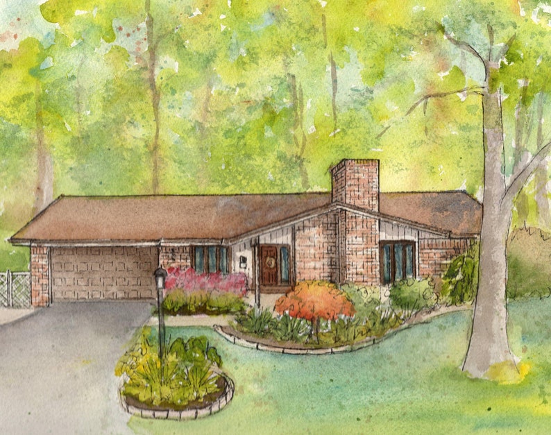 Custom House Painting in Watercolor Architectural sketch of your home Home portrait image 6