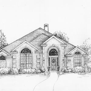 House Drawn in Ink 8x 10 architectural sketch, 0ne of a kind custom artwork house portrait your home sketch from photo image 8