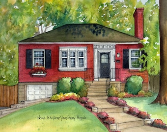 Custom painting of your home from photo, commissioned watercolor house portrait, wedding, anniversary, new home, realtor gift