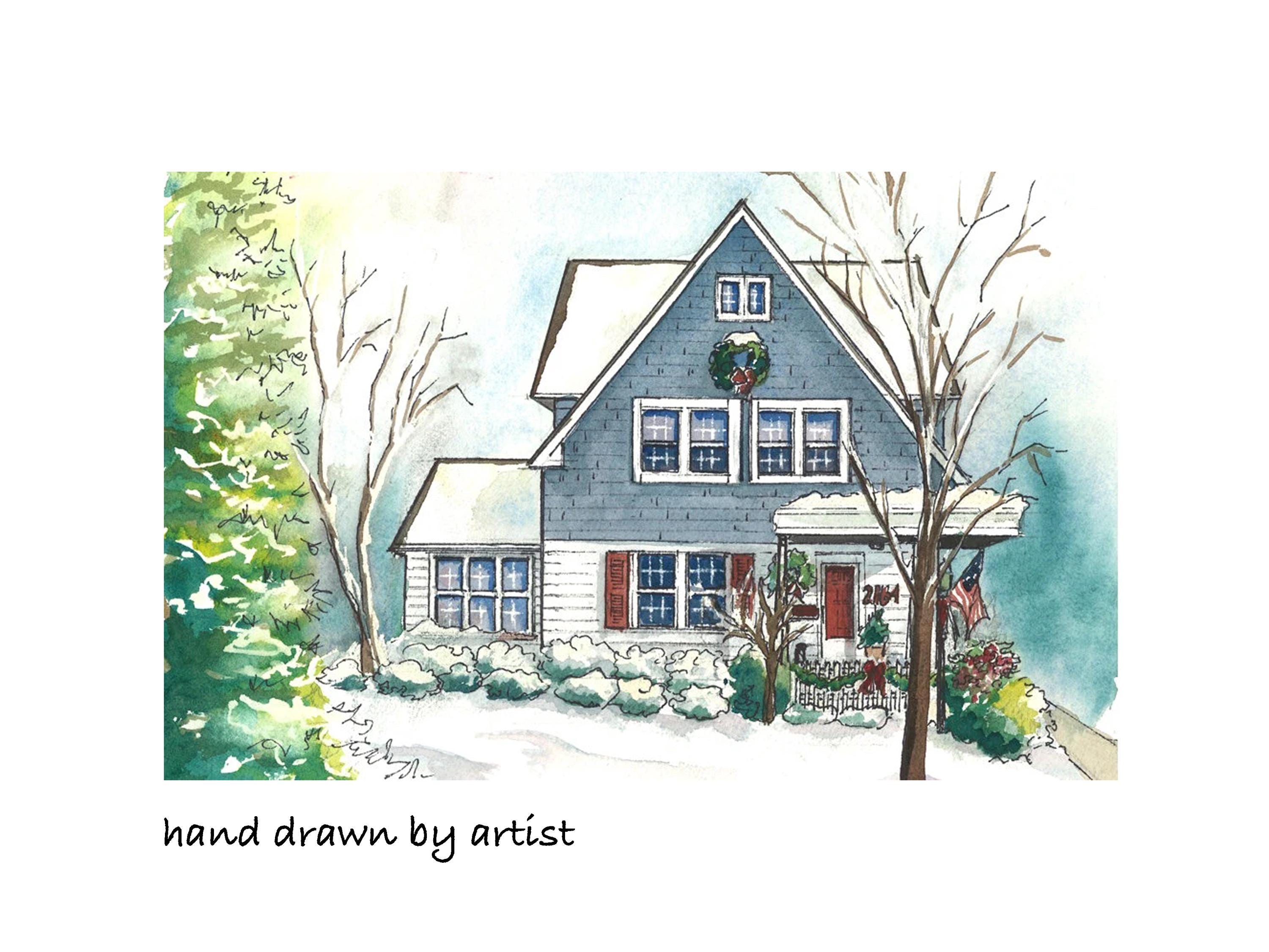 Watercolor house portraits - custom painting of your home