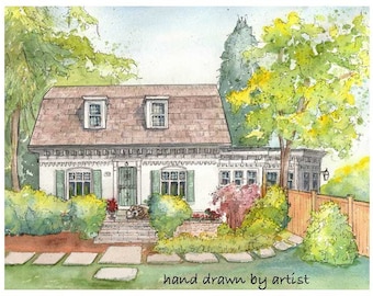 House hand painted from photo, Custom watercolor portrait of your home, Gift for new homeowners, realtor gift