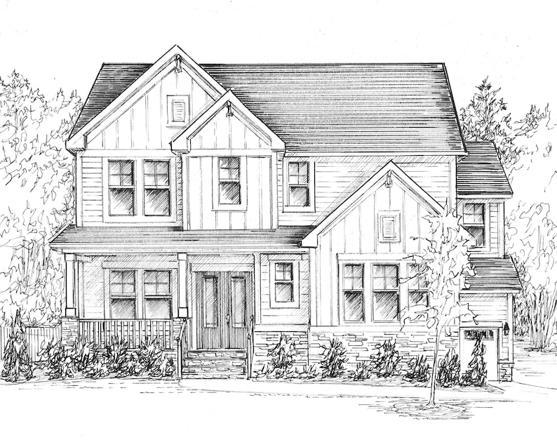 Custom House Drawing in Ink - Architectural Sketch of Your Home or ...