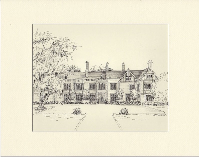 Custom House Sketch, hand drawn home portrait in ink, commissioned architectural drawing from photo image 8