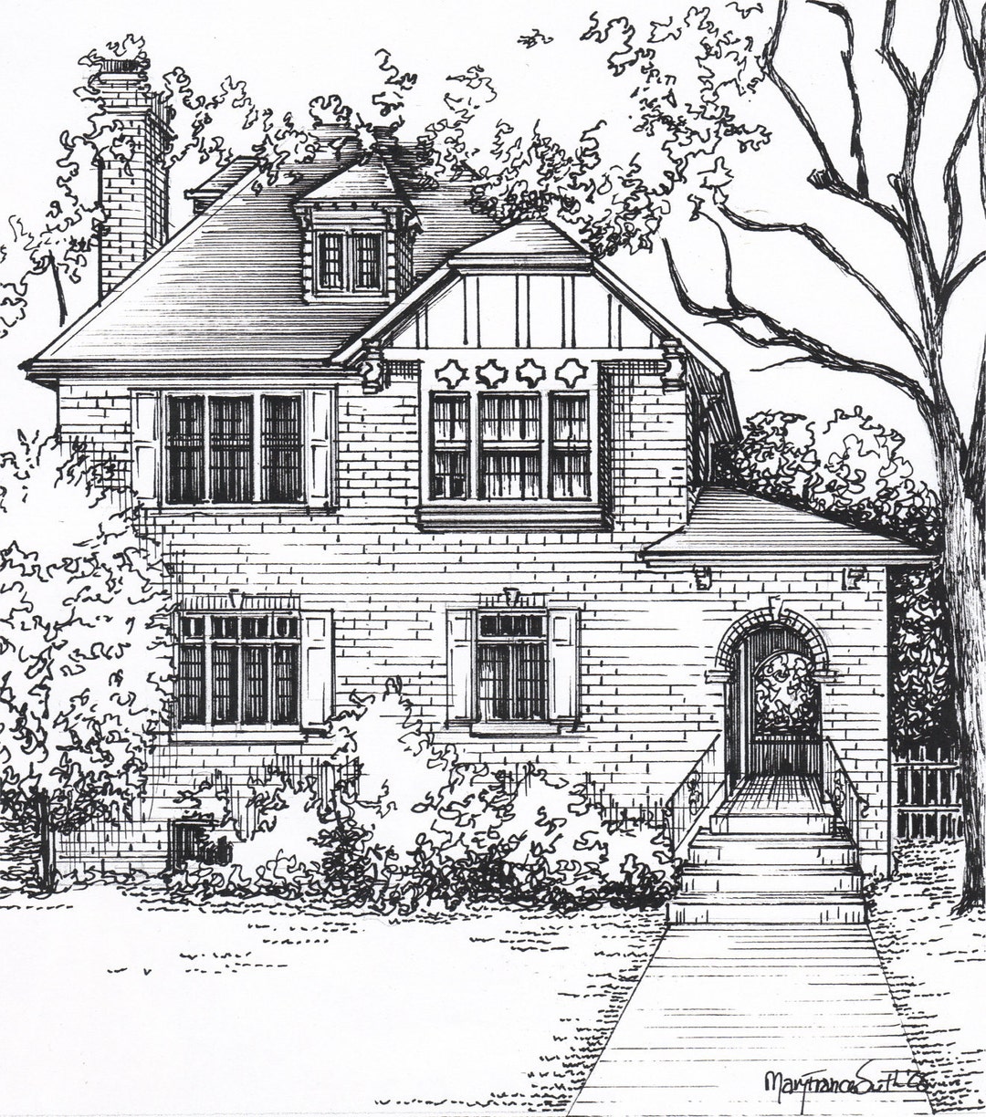 Buy Custom House Sketch Hand Drawn Home Portrait in Ink Online in India   Etsy