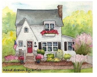 Watercolor home portrait