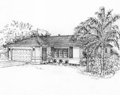 Custom house portrait in ink, architectural sketch of your home, unique gift, commissioned ink sketch from your photo