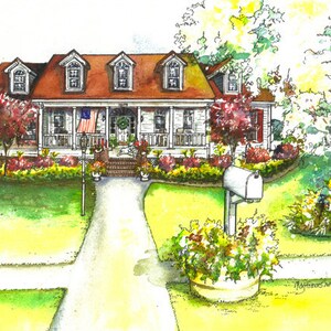 Custom House Painting in Watercolor Architectural sketch of your home Home portrait image 5