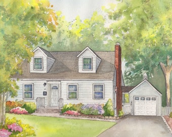 Painting of your house, custom watercolor drawing of your house, wedding gift, grandparent gift commitment ceremony gift anniversary gift