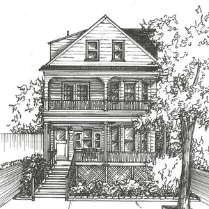 Commission an Original Ink House Drawing Architectural sketch of home in black ink Home portrait Custom house drawing image 1