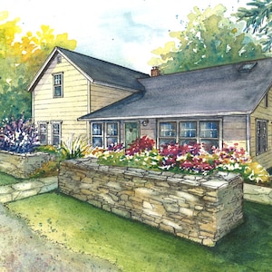 Artist rendering of your home painted in watercolor with ink detailing, Custom house portrait, Commissioned architectural home portrait bild 3