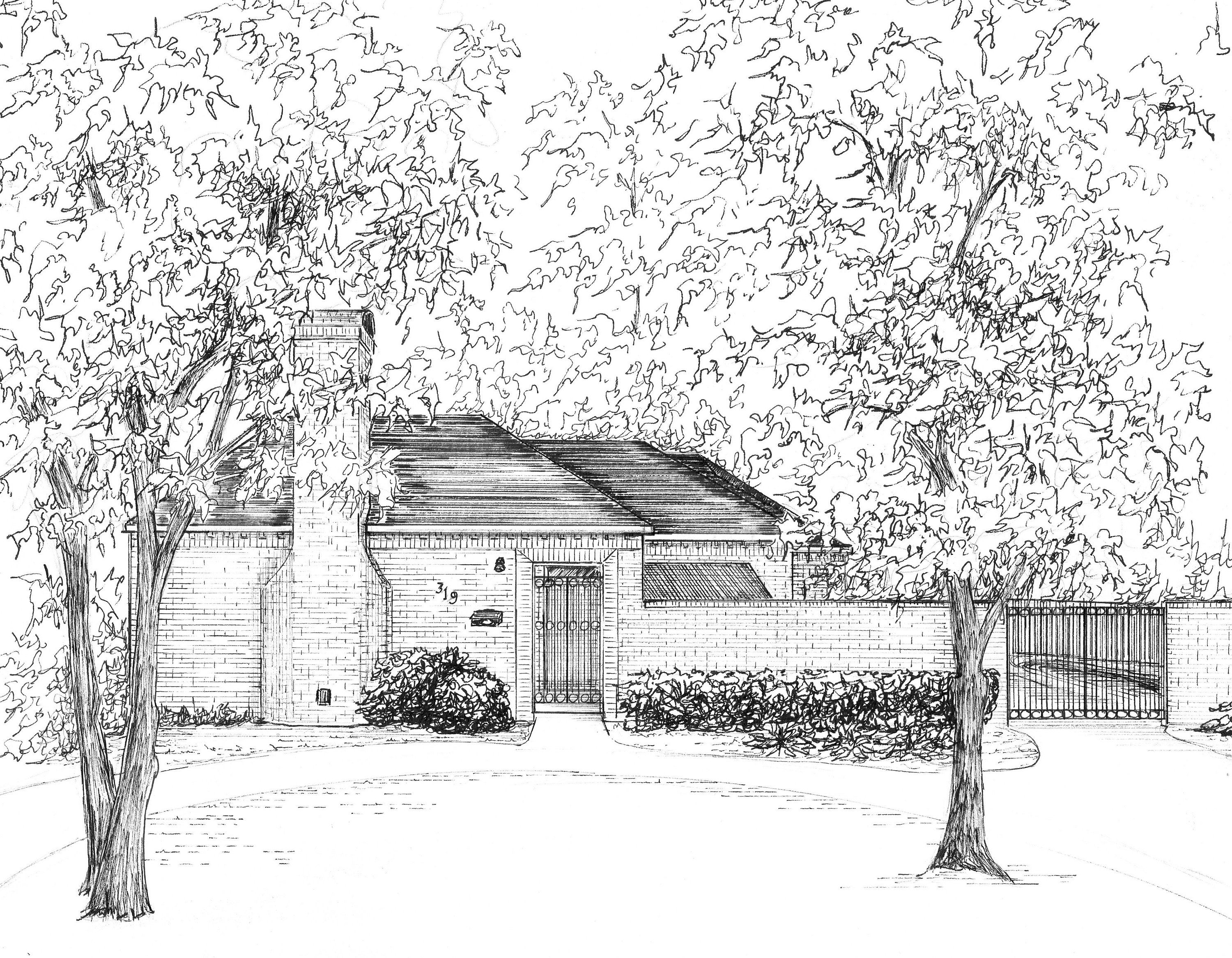 Pen and Ink Home Sketch From Photo. Custom Drawing in Ink, Paper ...