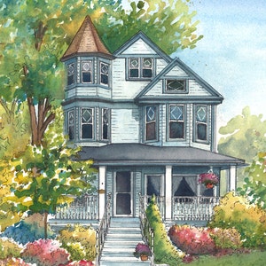 Custom House Painting in Watercolor Architectural sketch of your home Home portrait image 1