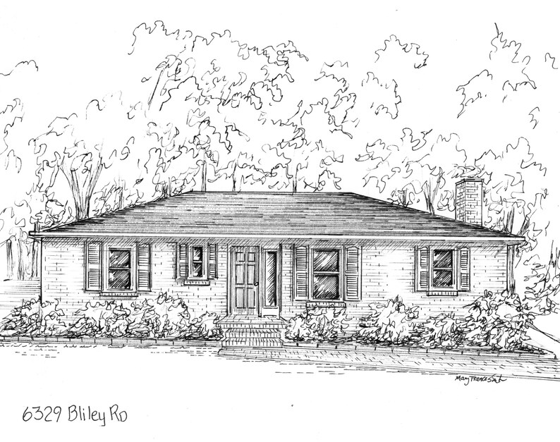 Pen and Ink Drawing of Your Home Custom Illustration of Your Etsy