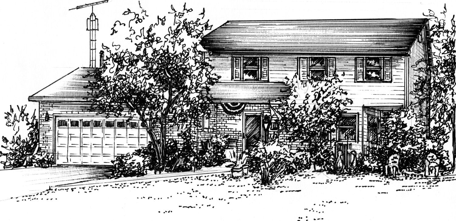 Custom House Portrait in Pen and Ink, Your Home Hand Drawn From Photos ...