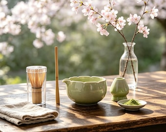 Authentic Japanese Matcha Bowl Set, Kiln Fired Ceramic Tea Ware with Whisk and Tools, Traditional Matcha Gift,Gift for Matcha Lovers