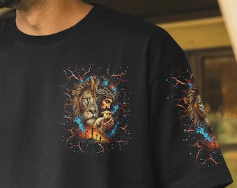 Jesús retiró los cargos. Camiseta de hombre con estampado integral de Jesús león.
