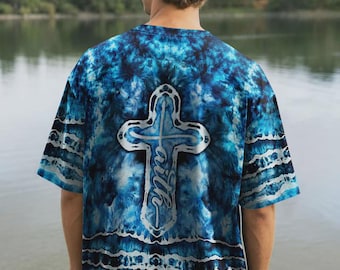 Camisa para hombre Faith Cross Burst con estampado integral
