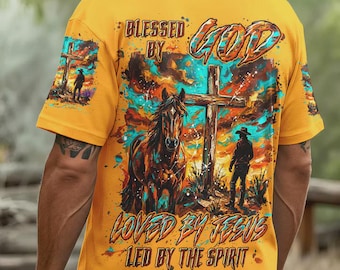 Blessed By God Loved By Jesus Men's All Over Print Shirt