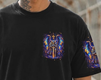 Camisa para hombre con estampado integral "Un guerrero de Cristo"