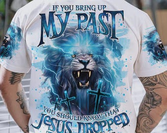 Camiseta con estampado integral de león para hombre "Jesús retiró los cargos"